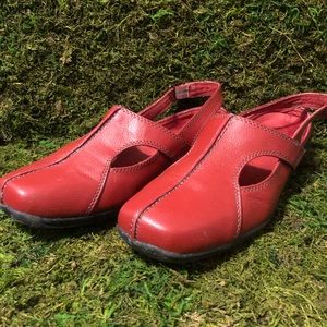 Red Slider Sandals with Ankle Strap